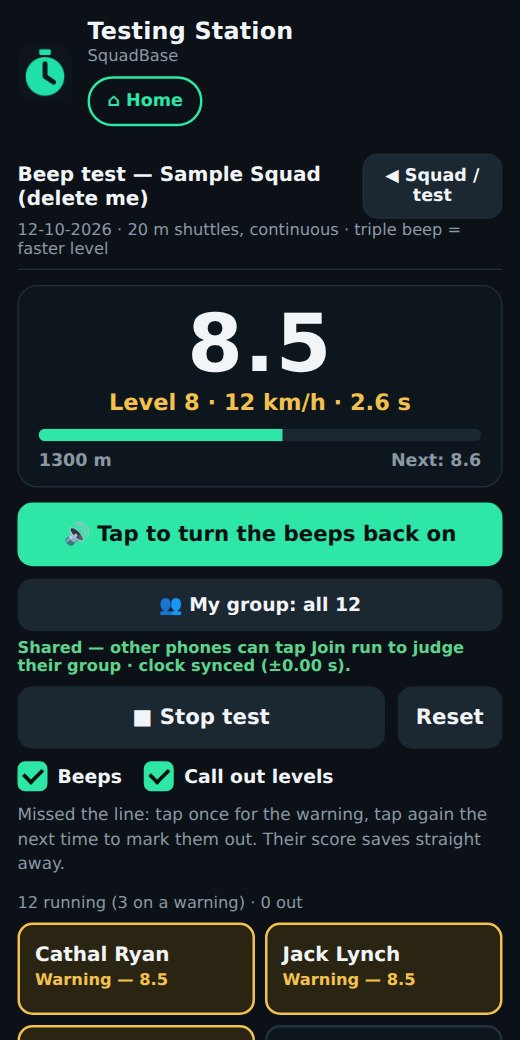 The live beep test in the Testing Station